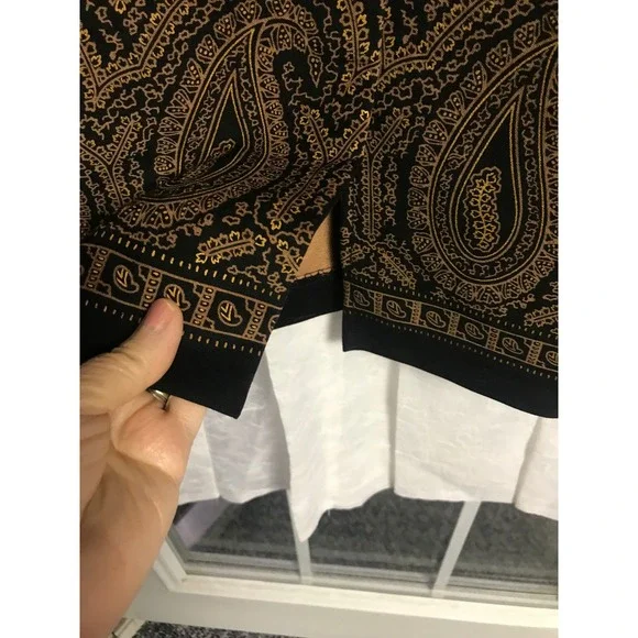 JM Collection Black Gold Paisley Geometric Print Midi Pencil Skirt Size 14 - Picture 7 of 7